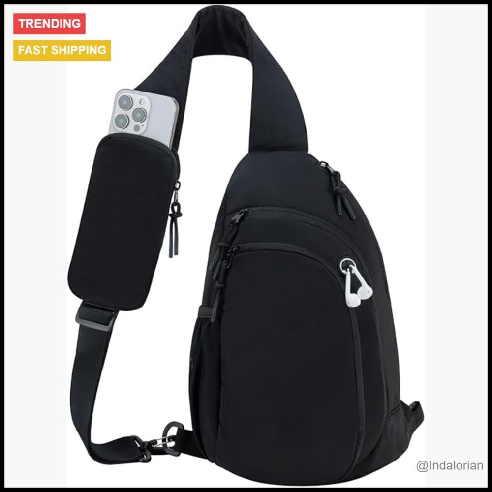 Nylon Crossbody Sling Bag Anti-Theft RFID Pocket Adjustable Strap